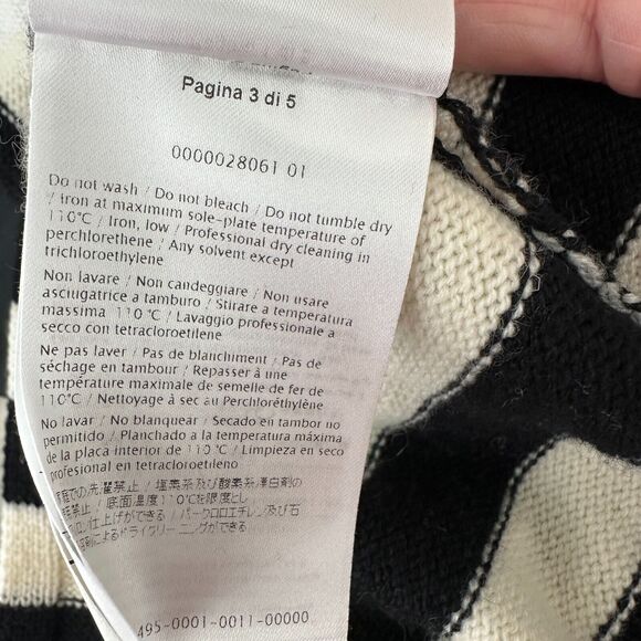 Valentino Off White & Black Horizontal Stripe Open Back Satin Shoulder Tie Top L - Picture 14 of 16